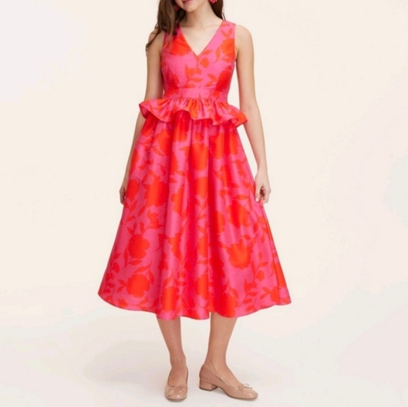 kate spade Dresses & Skirts - Kate Spade Classic Rose Peplum Midi Dress With Pockets